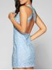 Lace Bodycon Cross Bandage Dress -  