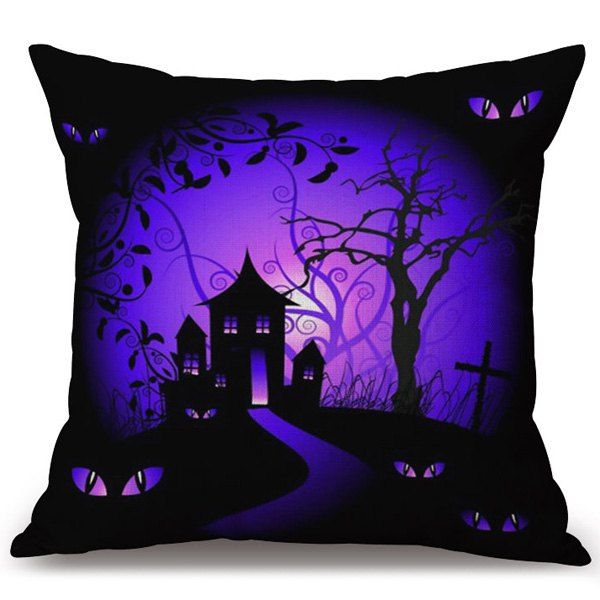 

Halloween Horror Night Printed Decorative Pillow Case, Colormix