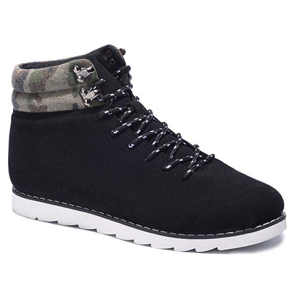 

Metal Camouflage Pattern Lace-Up Casual Shoes, Black