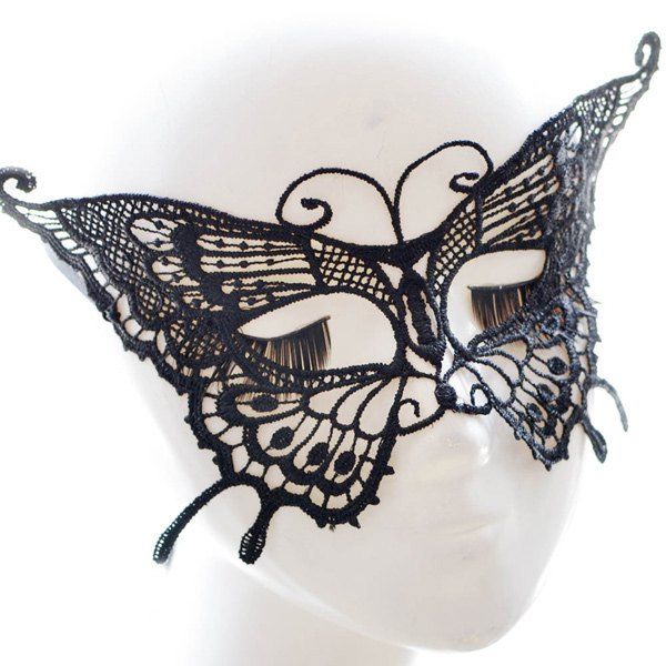 

Faux Lace Butterfly Hallowmas Party Mask, Black