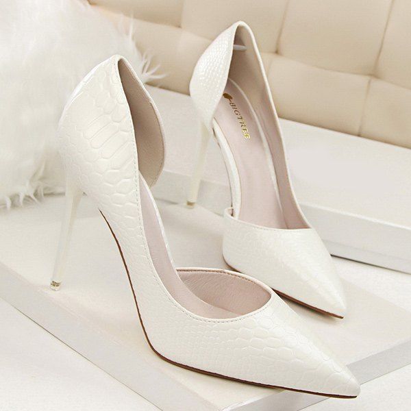 Chic Patent Leather Embossing Stiletto Heel Pumps  