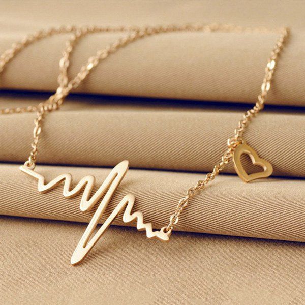 

Name Heartbeat Pendant Necklace, Champagne gold