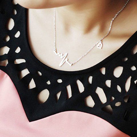 

Name Heartbeat Pendant Necklace, Silver white