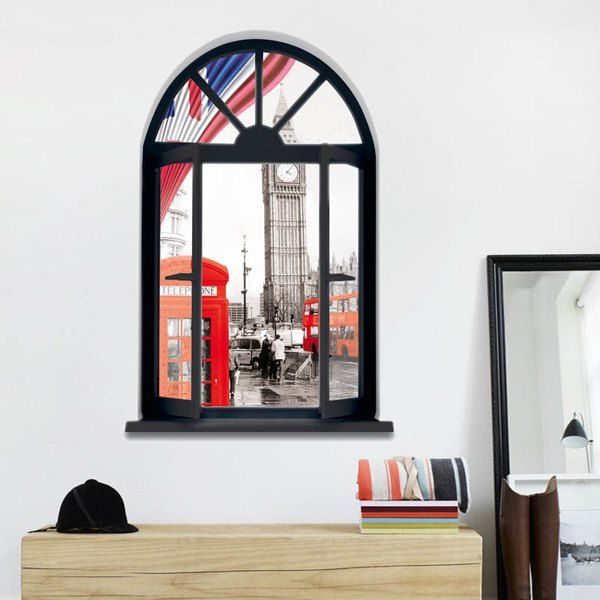 

Removable 3D Stereo London Streetscape Window Design Wall Stickers, Black