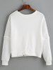 Letter Applique Zipper Design Pullover Sweatshirt -  