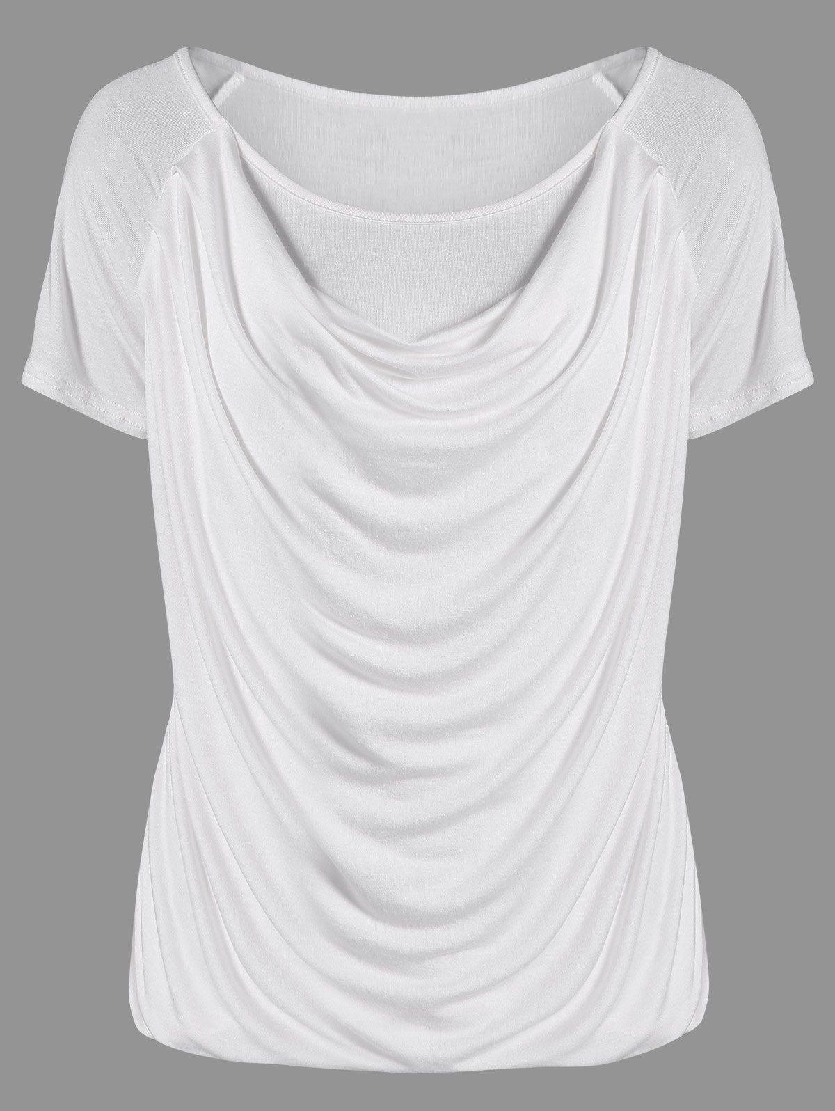 [7 OFF] Ruched Plain Ruffled TShirt Rosegal