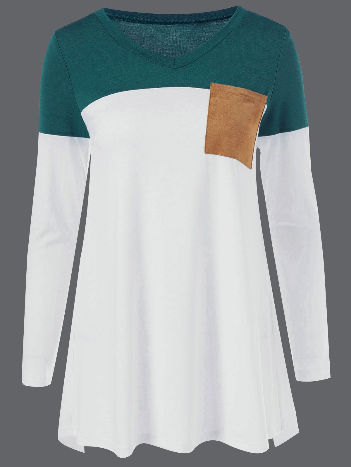 Colormix Xl V Neck Elbow Patch Tshirt