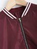 Striped Hem Zip Design Bomber Jacket -  