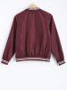 Striped Hem Zip Design Bomber Jacket -  