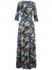 Floral Print Tied Belted Surplice Maxi Dress -  