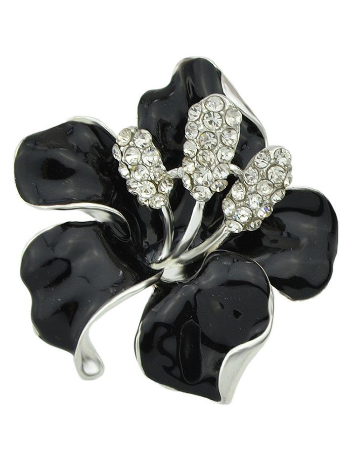 

Flower Shape Rhinestone Brooch, Black