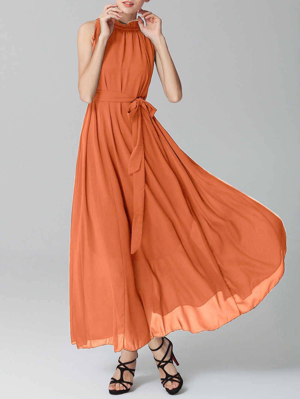 [49 Off] Belted Maxi Dress Rosegal