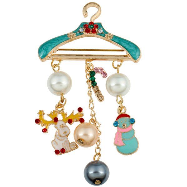 

Faux Pearl Enamel Hanger Christmas Brooch, Light green