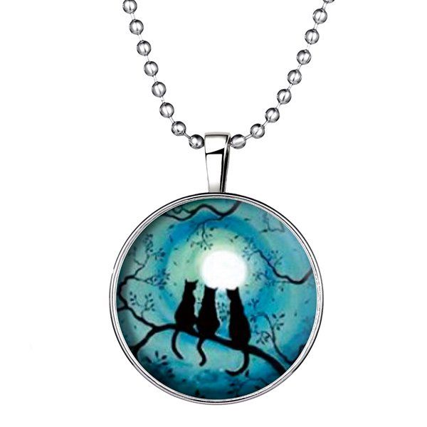 Outfit Tree Branch Kitten Pendant Halloween Necklace  