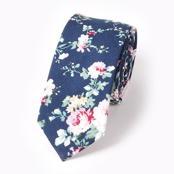 

Rose Print 6CM Width Tie, Deep blue