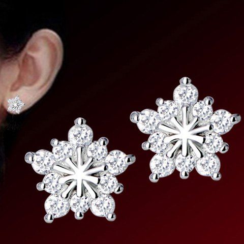 

Pair of Snowflake Stud Earrings, Silver