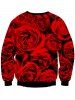 Rose Skull 3D Print Long Sleeve Crew Neck Sweatshirt -  