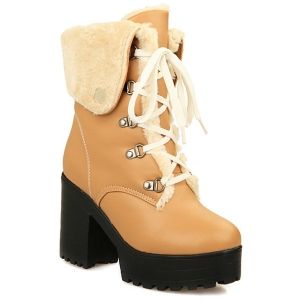 Platform Tie Up Metal Short Boots