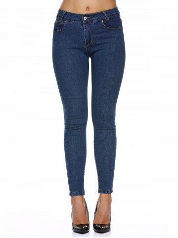 [21% OFF] Stretchy Pocket Design Skinny Jeans | Rosegal