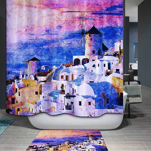 

Waterproof Mouldproof Castles Printed Shower Curtain, Colormix