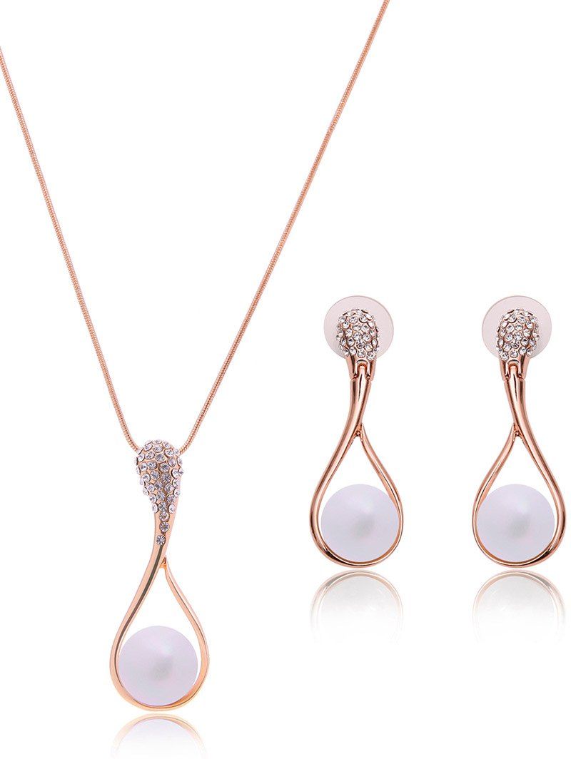 2018 Teardrop Faux Pearl Jewelry Set In Rose Gold