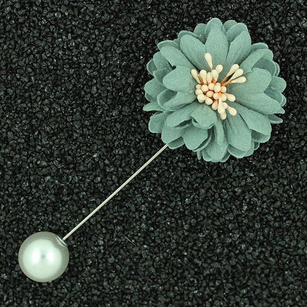 

Faux Pearl Sunflower Brooch Pin, Light green