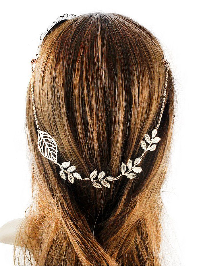 

Tree Leaf Embellished Hair Accessory, Golden