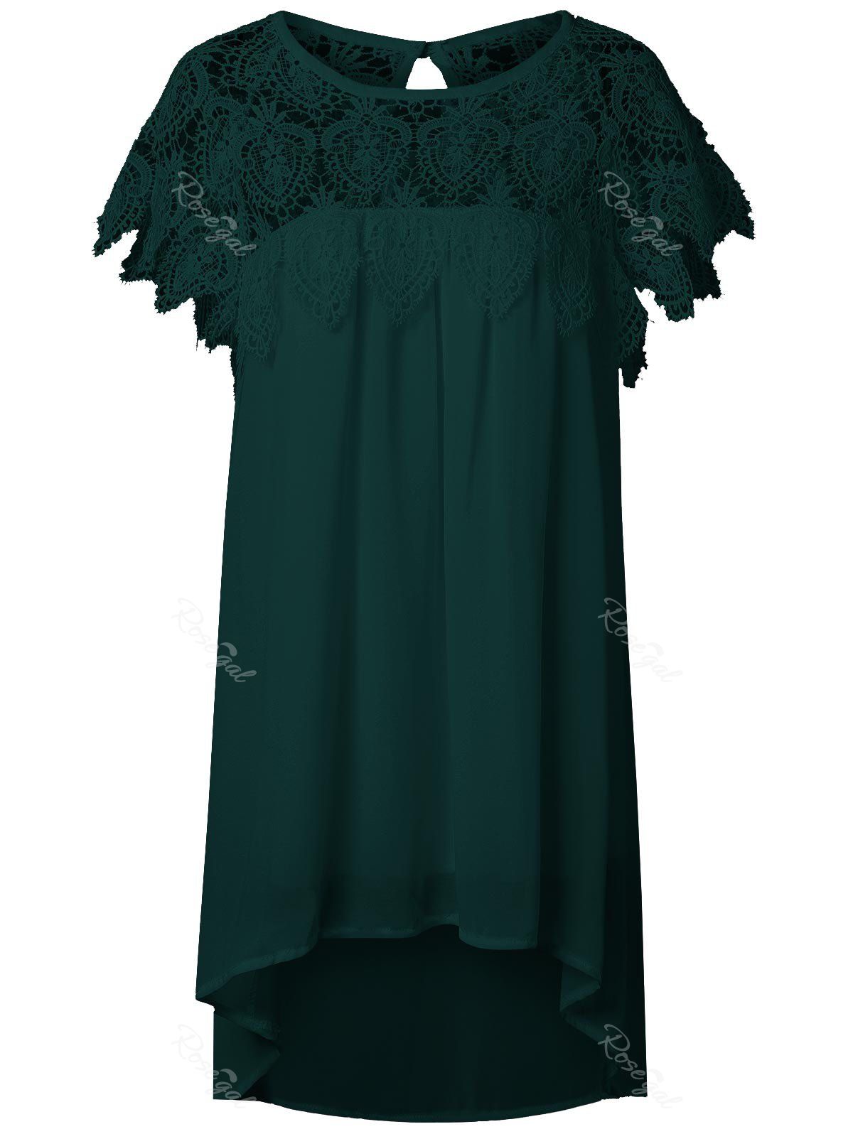 

Lace Panel Chiffon Tunic Shift Summer Dress, Blackish green