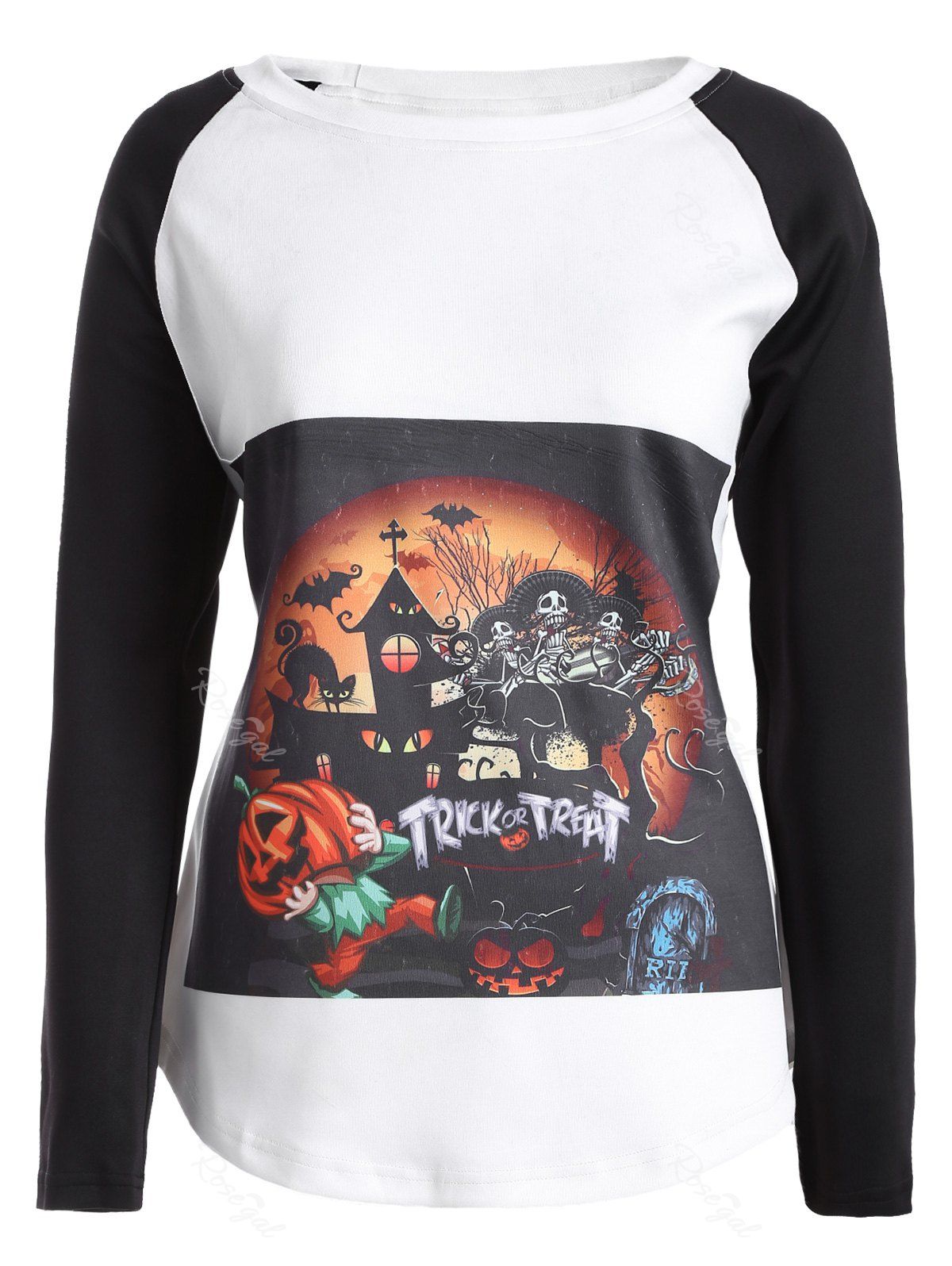 Sale Raglan Sleeves Halloween Printed T-Shirt  