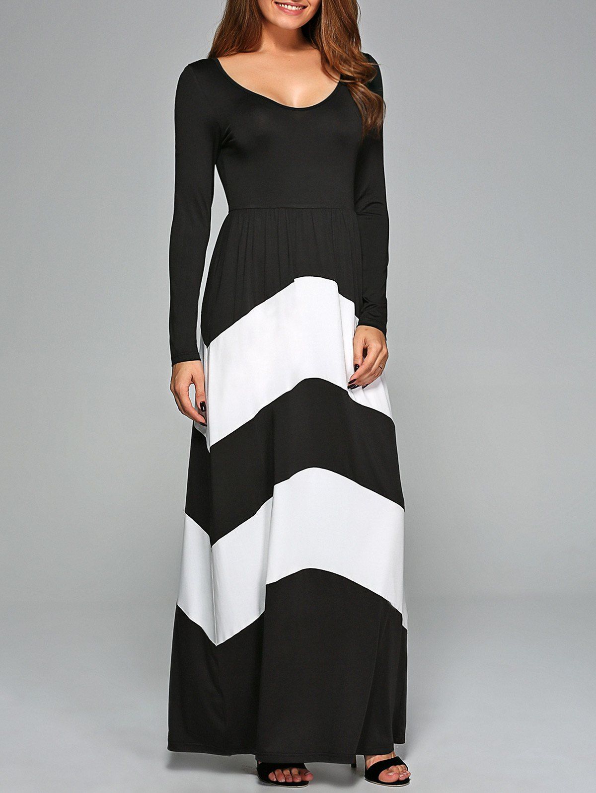 Zigzag Prom Party Maxi Dress With Sleeves [37 OFF] Rosegal
