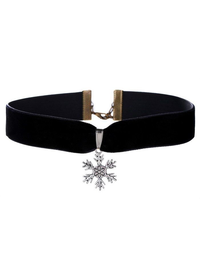 

Christmas Snowflake Velvet Wide Choker Necklace, Black