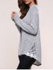 Lace Insert Asymmetric Pullover Long Sleeve Sweater -  