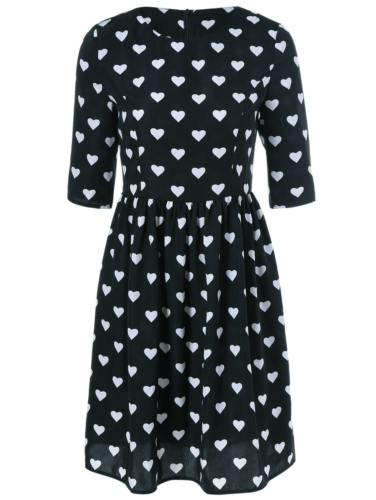 [24% OFF] Heart Print A-Line Dress | Rosegal