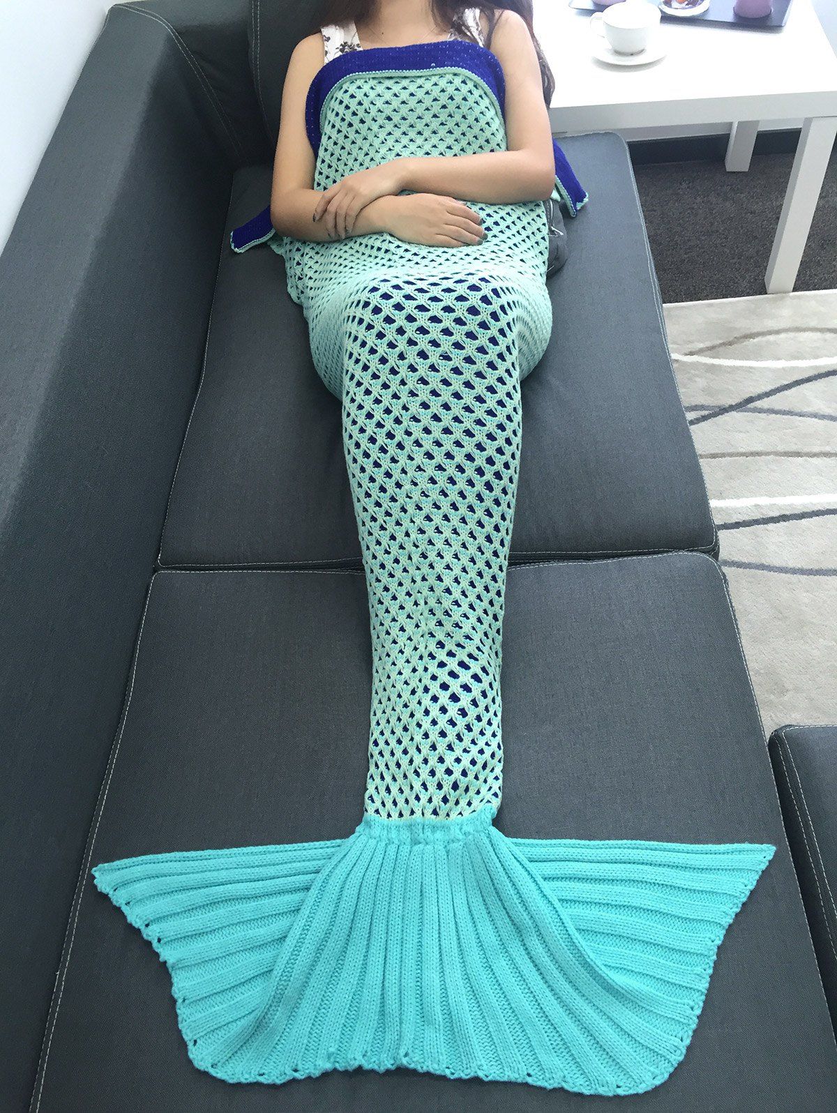 Outfits Super Soft Crochet Knitting Hollow Out Mermaid Blanket  