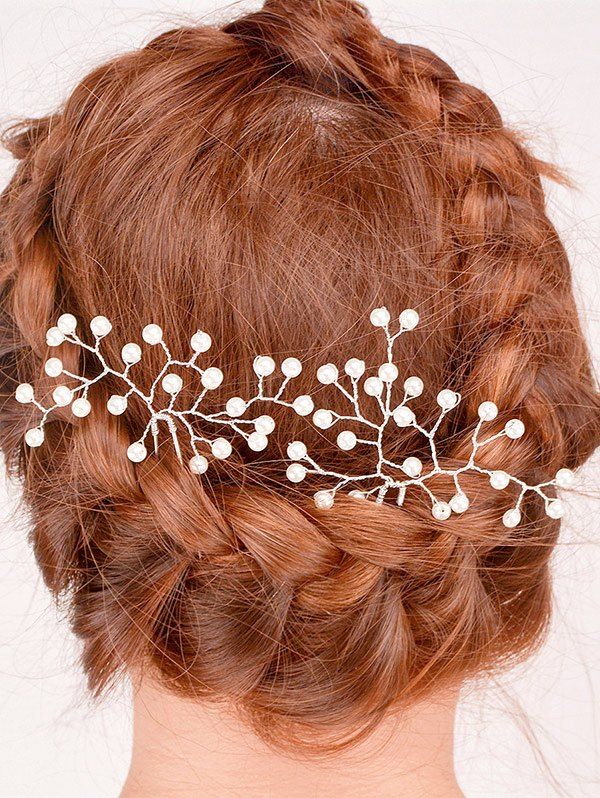 

Faux Pearl Alloy Floral Hairpin, Pearl white