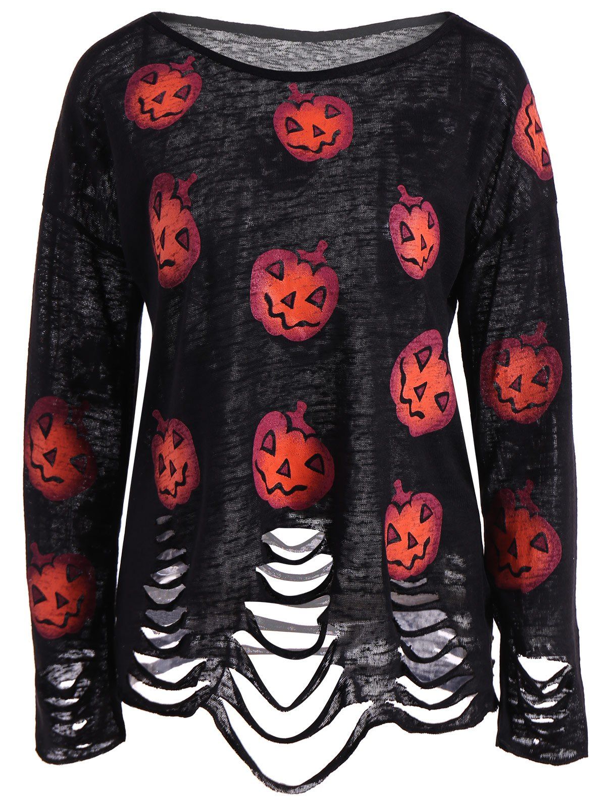 

Pumpkin Ripped Halloween Knitwear, Black