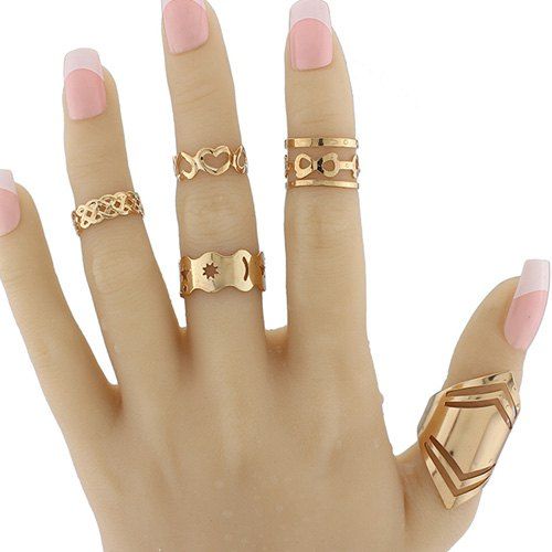 Buy Infinite Heart Geometric Pentagram Fingertip Ring Set  