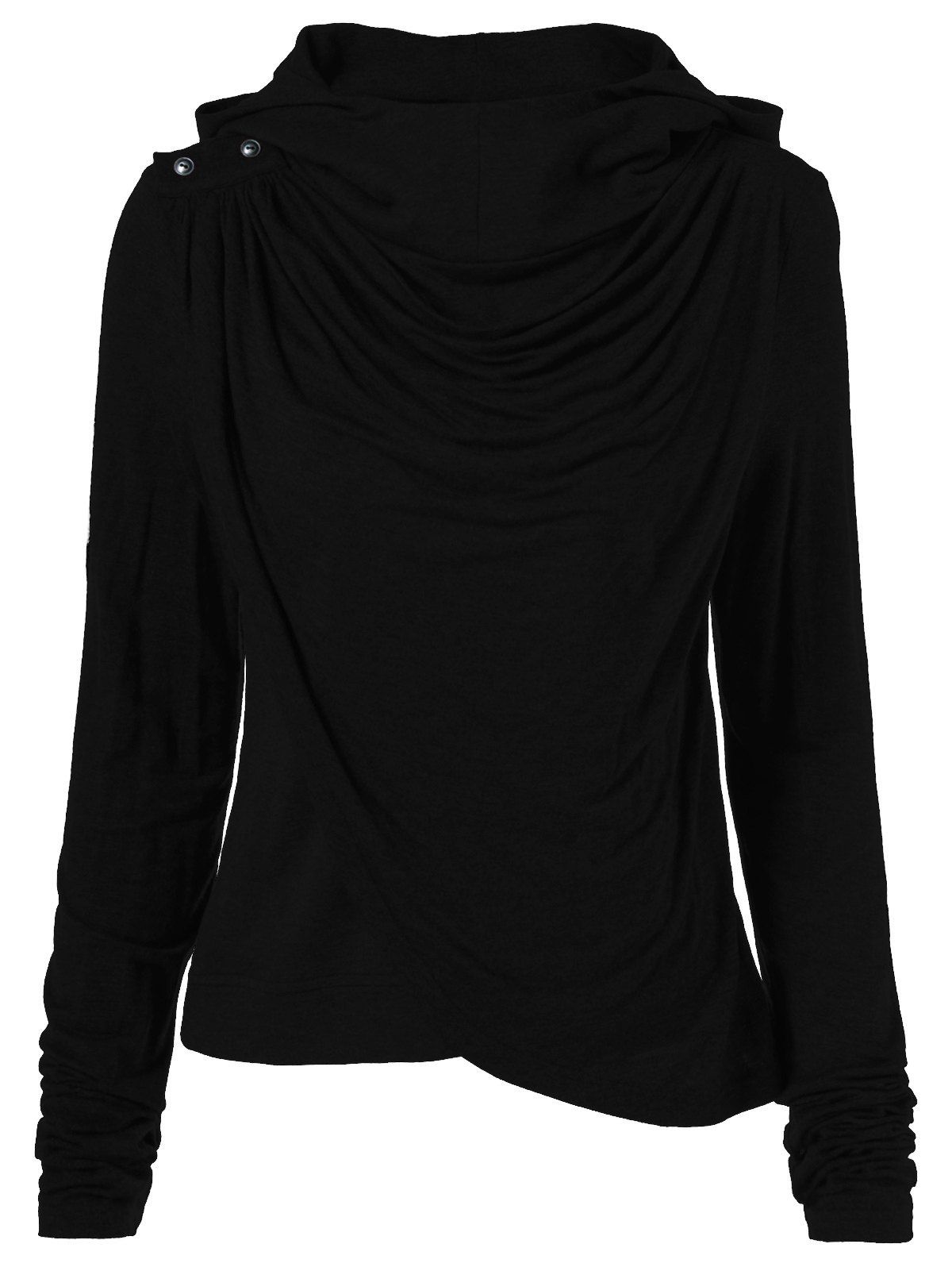 [44% OFF] Ruched Asymmetrical Hoodie | Rosegal