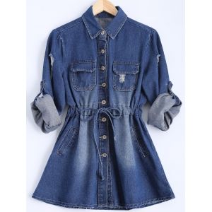 Button Down Denim Casual Shirt Dress
