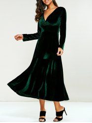 Robe longue à manches longues en velours surdimensionné -  