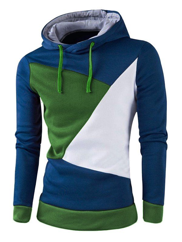 Store IZZUMI Stylish Color Block Spliced Slim Fit Long Sleeve Hoodies For Men  
