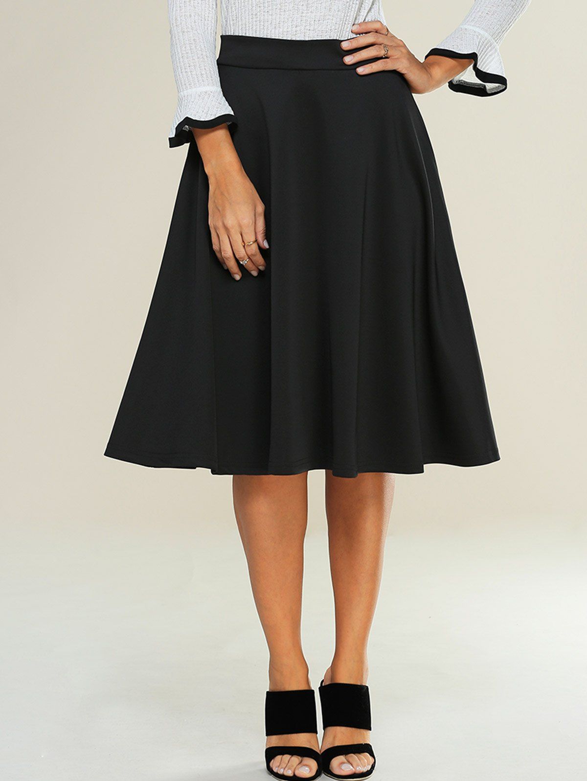 [51 OFF] High Waist Zipped A Line Skirt Rosegal