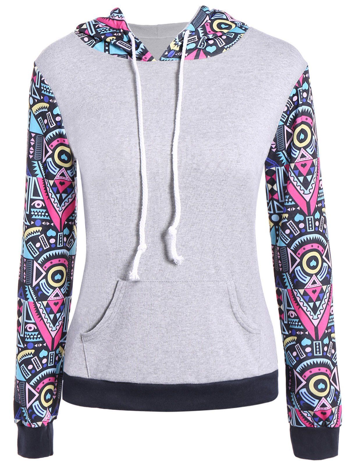 [51% OFF] Printed Sleeve Pullover Hoodie | Rosegal