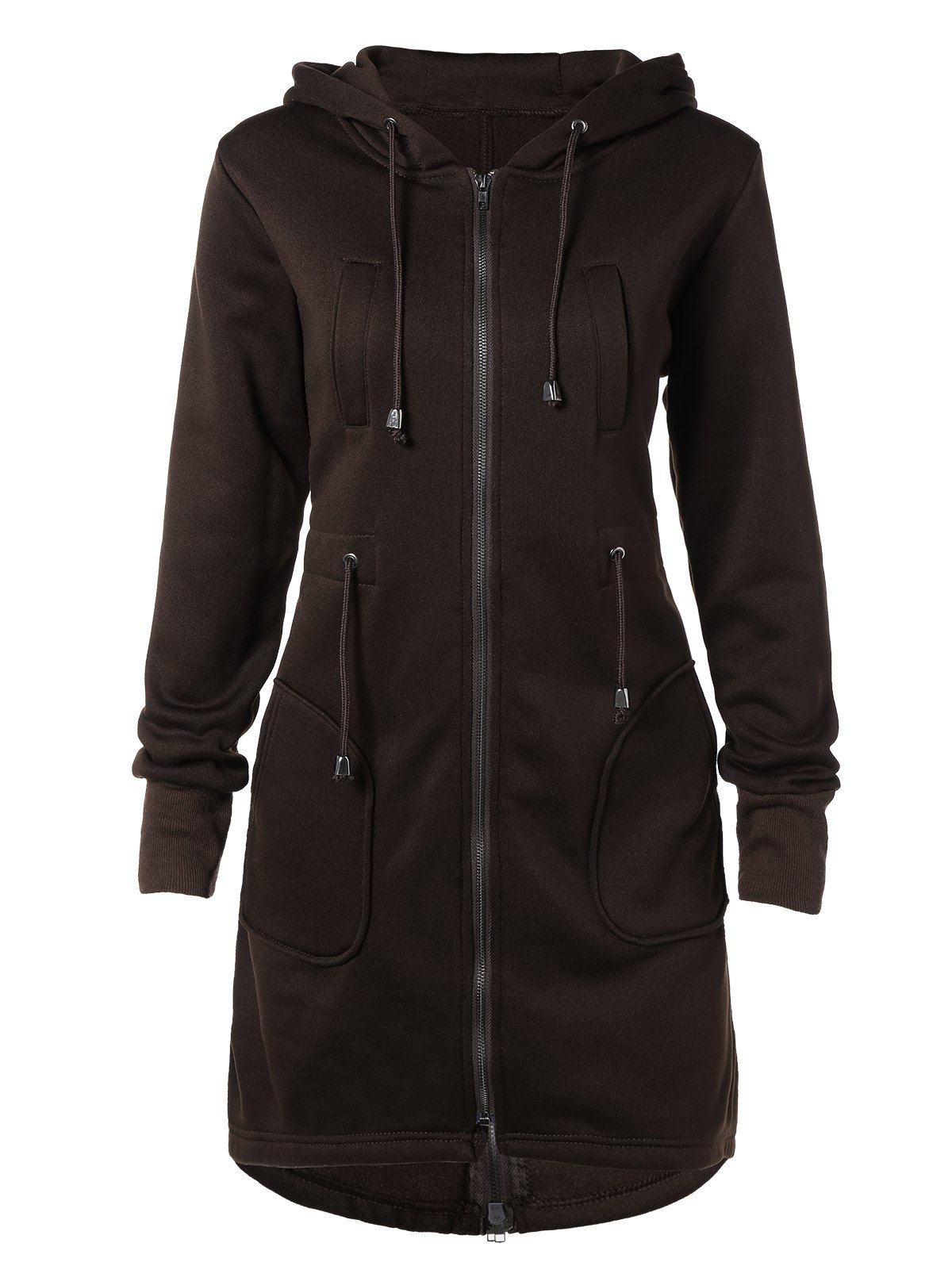 [43% OFF] Drawstring Hooded Coat With Pockets | Rosegal