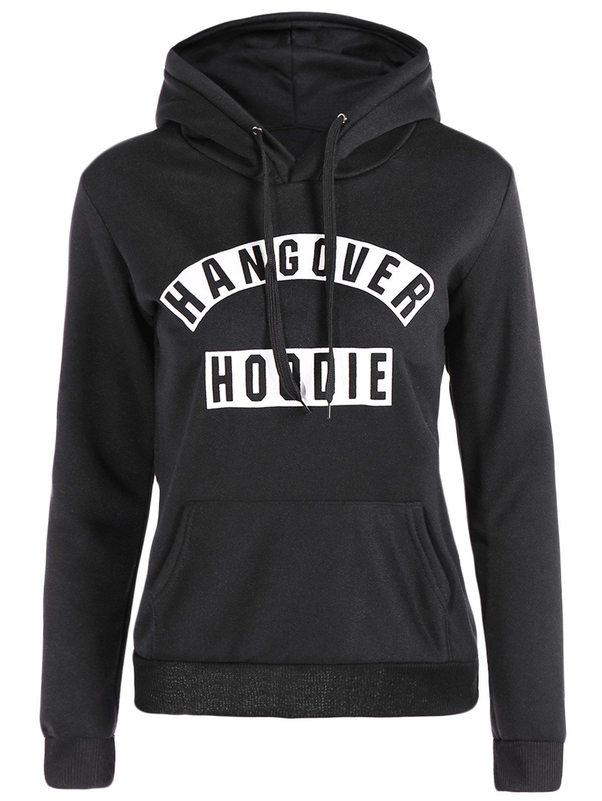 

Drawstring Kangaroo Pocket Graphic Funny Hoodie, Black