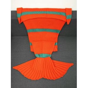 

Super Soft Crochet Knitting Striped Mermaid Blanket, Sweet orange