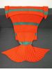 Couverture Sirène Super Douce Tricotée au Crochet Rayée - Douce Orange 