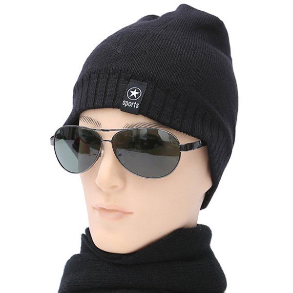

Winter Stripy Star Toboggan Hat, Black