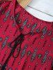 Retro Style Patchwork Printed Mini Tunic Dress -  