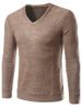 V-Neck Long Sleeve Knitting Sweater -  
